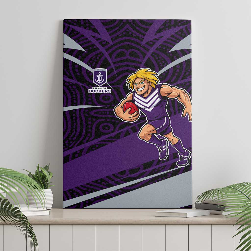 Fremantle Dockers Australian Football Canvas Wall Art Athletic Hero Mascot With Indigenous Pattern Art