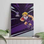 Fremantle Dockers Australian Football Canvas Wall Art Athletic Hero Mascot With Indigenous Pattern Art