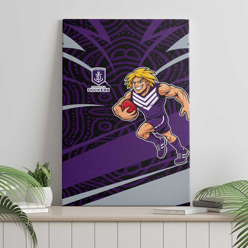 Fremantle Dockers Australian Football Canvas Wall Art Athletic Hero Mascot With Indigenous Pattern Art