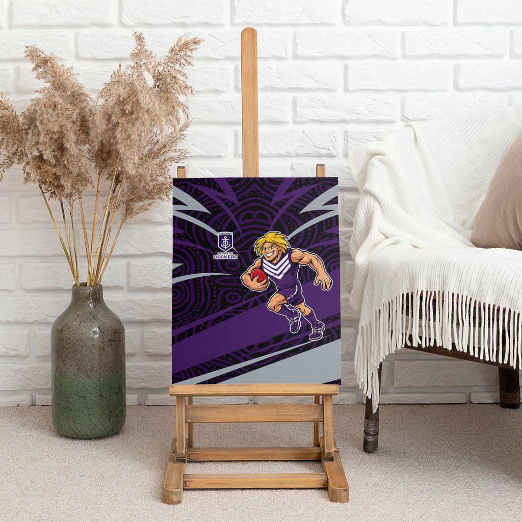 Fremantle Dockers Australian Football Canvas Wall Art Athletic Hero Mascot With Indigenous Pattern Art