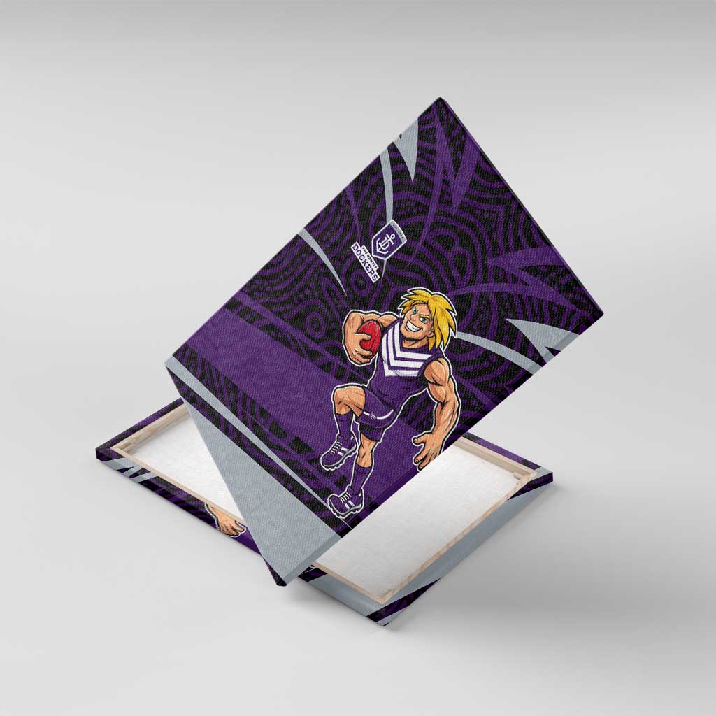 Fremantle Dockers Australian Football Canvas Wall Art Athletic Hero Mascot With Indigenous Pattern Art
