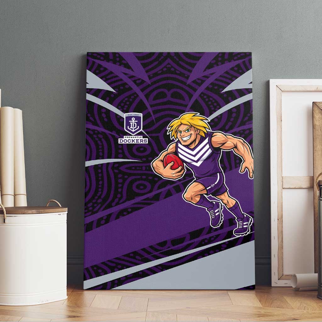 Fremantle Dockers Australian Football Canvas Wall Art Athletic Hero Mascot With Indigenous Pattern Art
