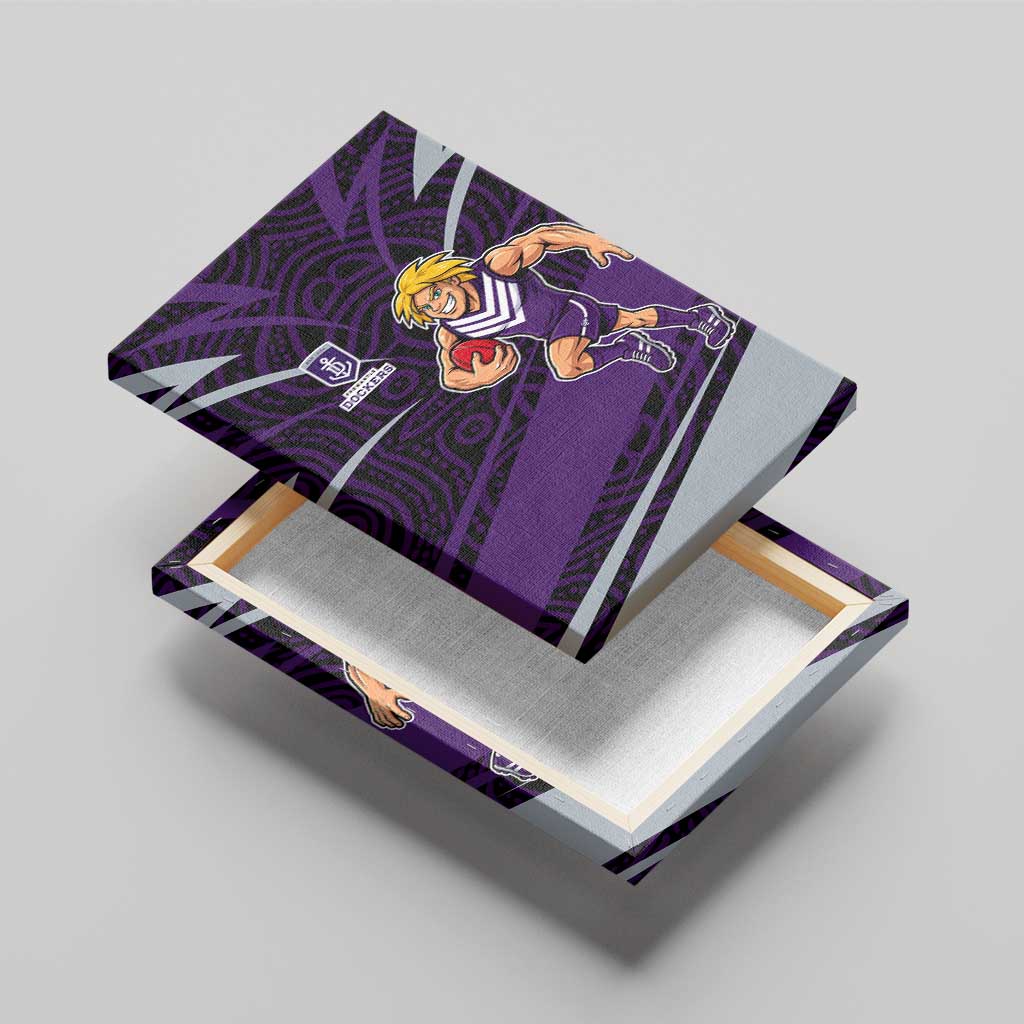 Fremantle Dockers Australian Football Canvas Wall Art Athletic Hero Mascot With Indigenous Pattern Art