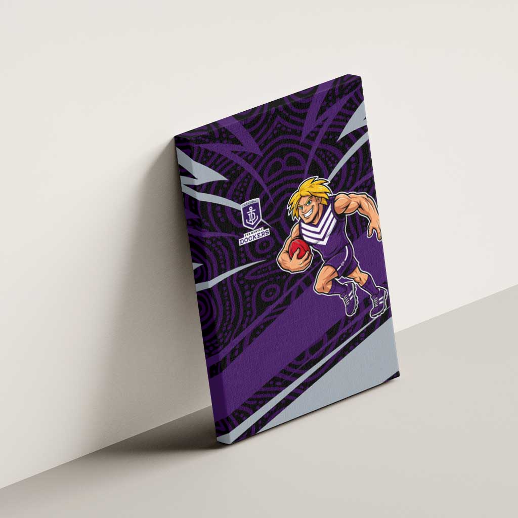Fremantle Dockers Australian Football Canvas Wall Art Athletic Hero Mascot With Indigenous Pattern Art