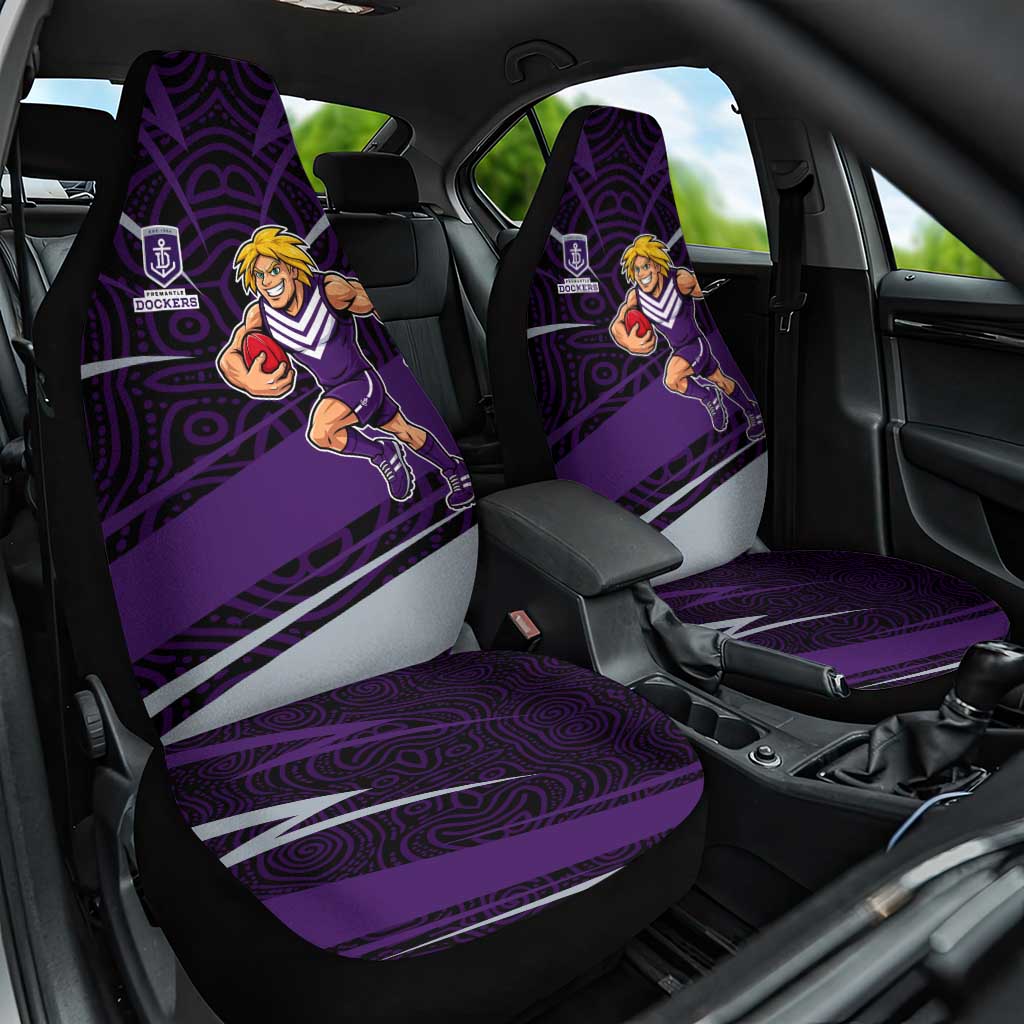 Fremantle Dockers Australian Football Car Seat Cover Athletic Hero Mascot With Indigenous Pattern Art