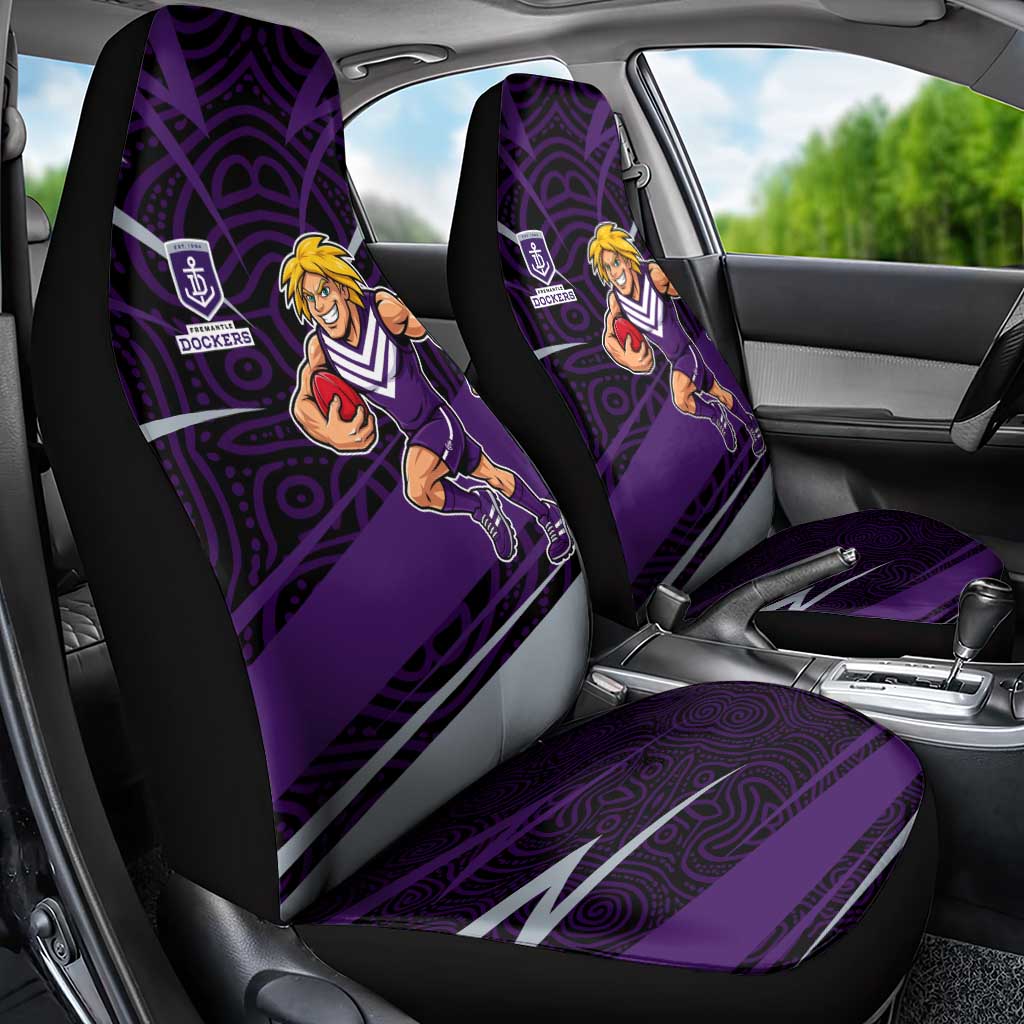 Fremantle Dockers Australian Football Car Seat Cover Athletic Hero Mascot With Indigenous Pattern Art