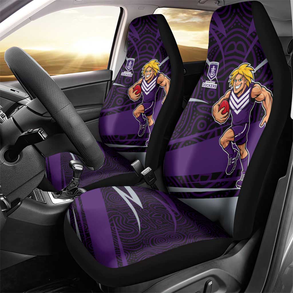 Fremantle Dockers Australian Football Car Seat Cover Athletic Hero Mascot With Indigenous Pattern Art