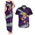 Fremantle Dockers Australian Football Couples Matching Tank Maxi Dress and Hawaiian Shirt Athletic Hero Mascot With Indigenous Pattern Art