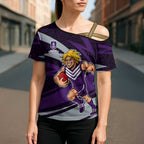 Fremantle Dockers Australian Football Cross Shoulder Shirt Athletic Hero Mascot With Indigenous Pattern Art