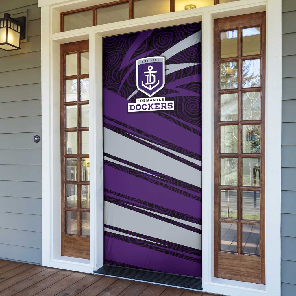 Fremantle Dockers Australian Football Door Cover Athletic Hero Mascot With Indigenous Pattern Art