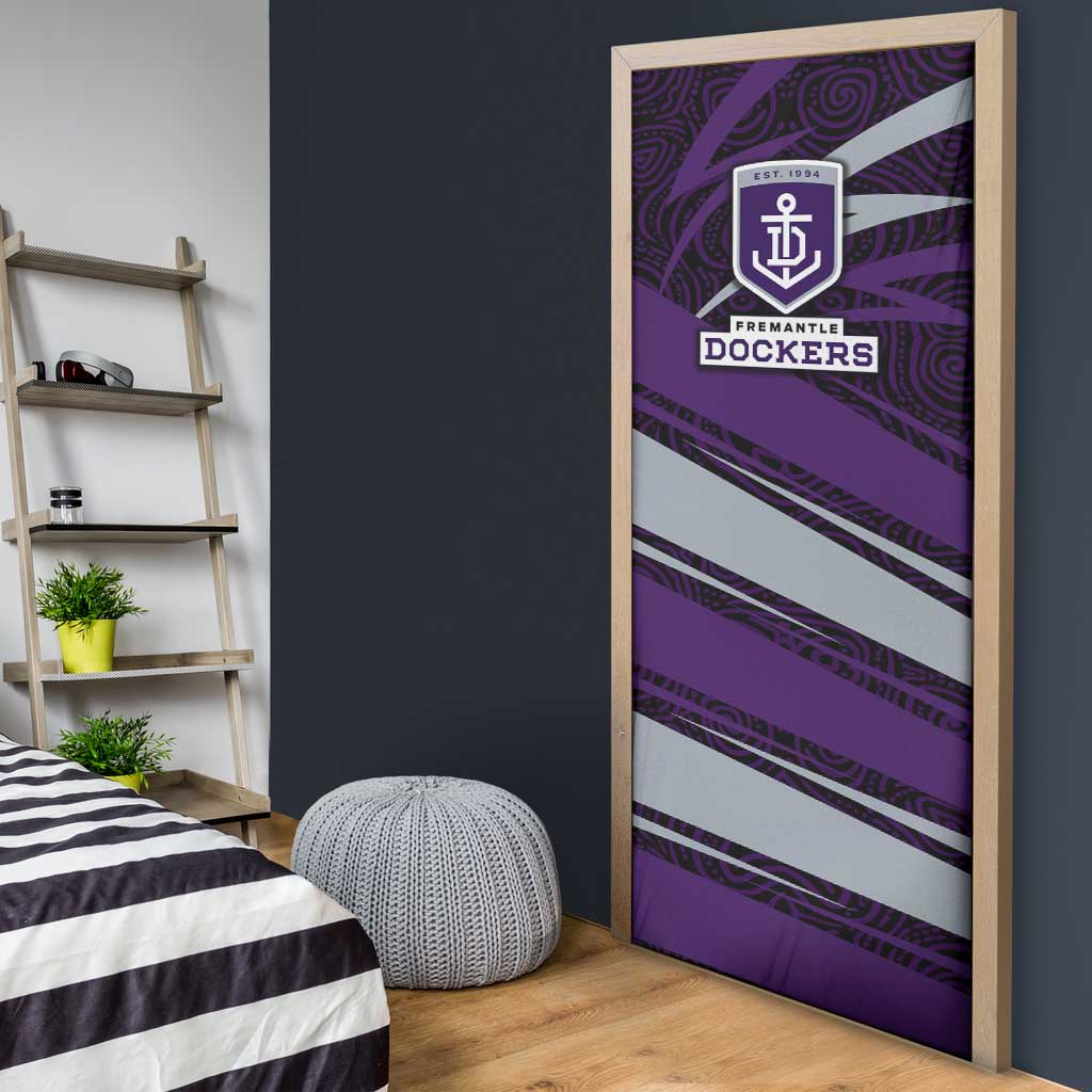 Fremantle Dockers Australian Football Door Cover Athletic Hero Mascot With Indigenous Pattern Art