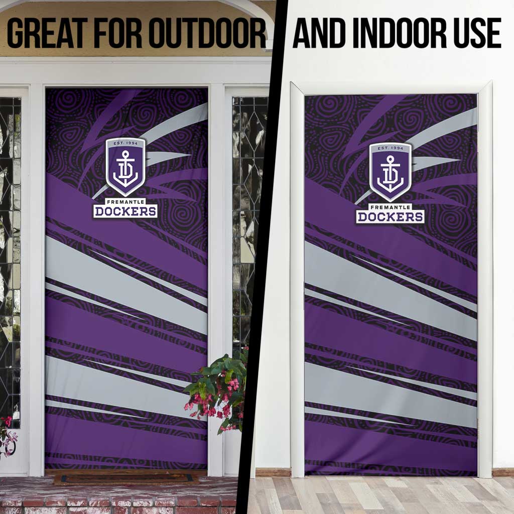 Fremantle Dockers Australian Football Door Cover Athletic Hero Mascot With Indigenous Pattern Art
