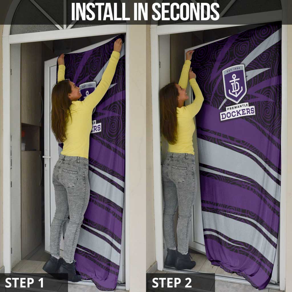 Fremantle Dockers Australian Football Door Cover Athletic Hero Mascot With Indigenous Pattern Art