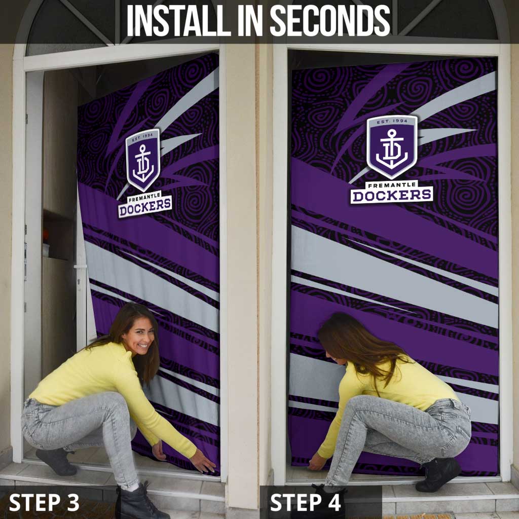 Fremantle Dockers Australian Football Door Cover Athletic Hero Mascot With Indigenous Pattern Art