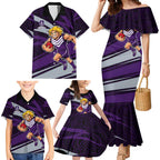 Fremantle Dockers Australian Football Family Matching Mermaid Dress and Hawaiian Shirt Athletic Hero Mascot With Indigenous Pattern Art