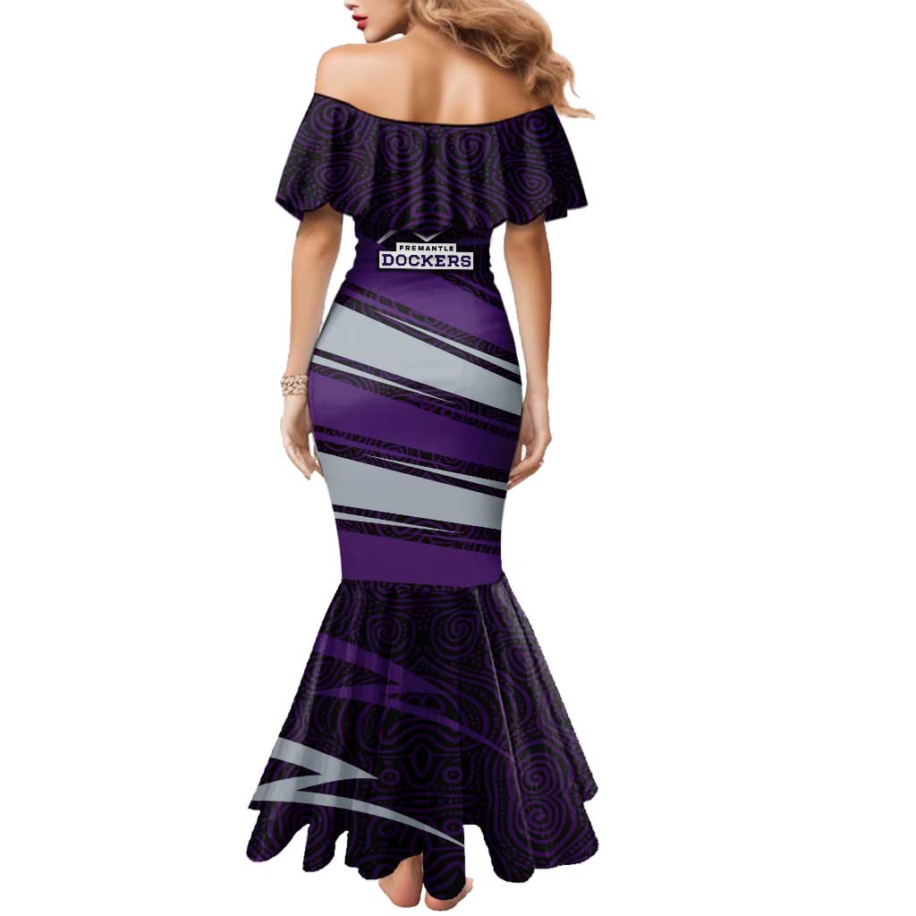 Fremantle Dockers Australian Football Family Matching Mermaid Dress and Hawaiian Shirt Athletic Hero Mascot With Indigenous Pattern Art