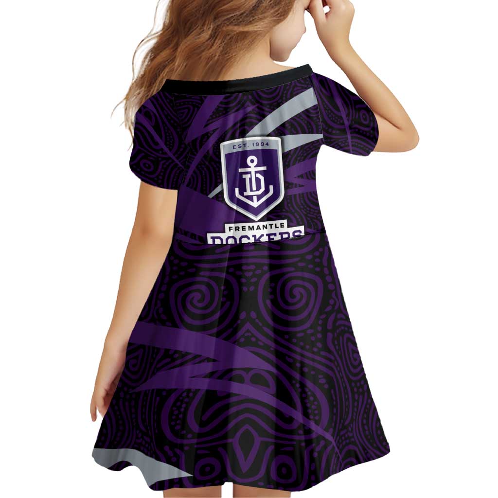 Fremantle Dockers Australian Football Family Matching Off The Shoulder Long Sleeve Dress and Hawaiian Shirt Athletic Hero Mascot With Indigenous Pattern Art