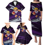 Fremantle Dockers Australian Football Family Matching Puletasi and Hawaiian Shirt Athletic Hero Mascot With Indigenous Pattern Art