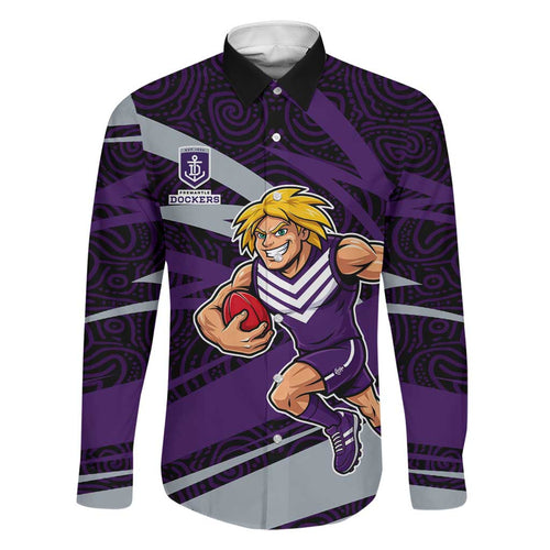 Fremantle Dockers Australian Football Family Matching Puletasi and Hawaiian Shirt Athletic Hero Mascot With Indigenous Pattern Art