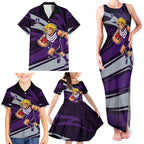 Fremantle Dockers Australian Football Family Matching Tank Maxi Dress and Hawaiian Shirt Athletic Hero Mascot With Indigenous Pattern Art