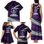 Fremantle Dockers Australian Football Family Matching Tank Maxi Dress and Hawaiian Shirt Athletic Hero Mascot With Indigenous Pattern Art
