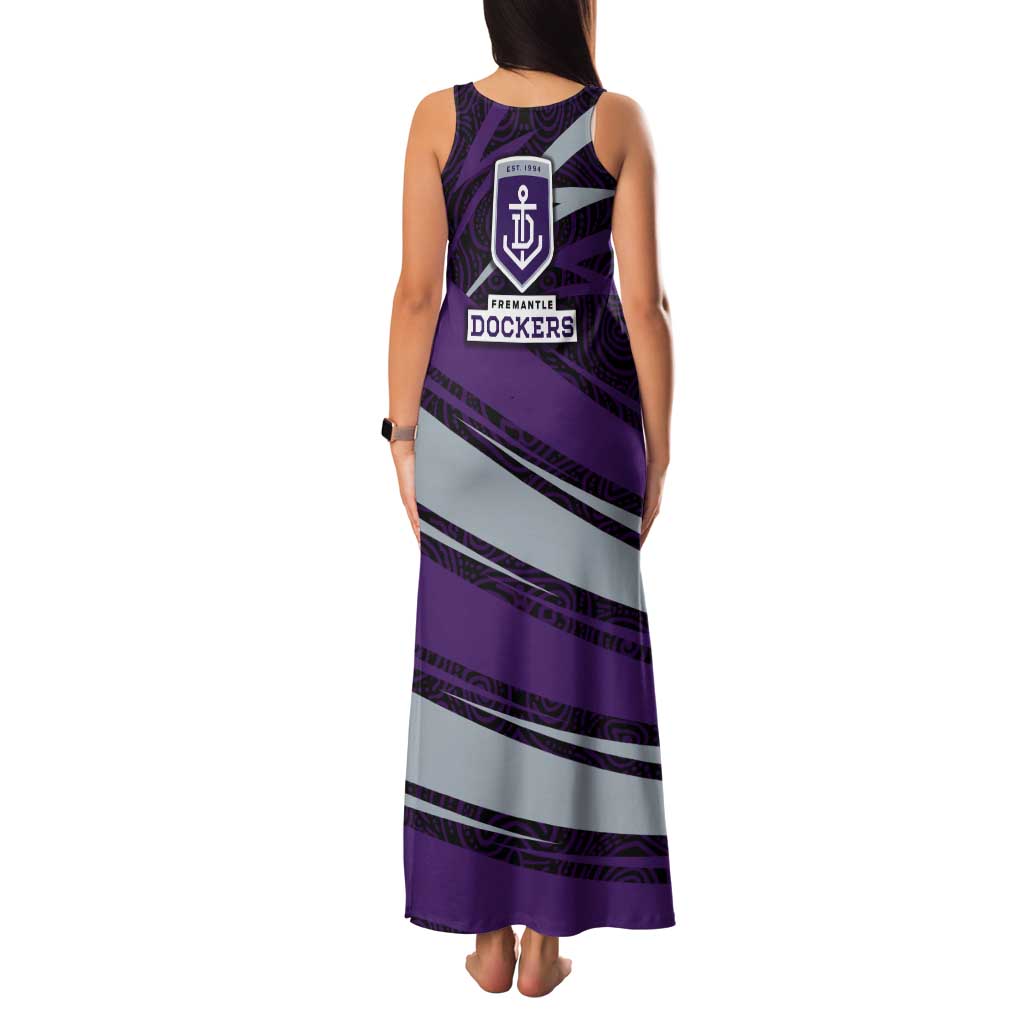 Fremantle Dockers Australian Football Family Matching Tank Maxi Dress and Hawaiian Shirt Athletic Hero Mascot With Indigenous Pattern Art