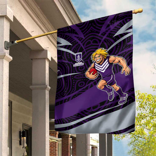 Fremantle Dockers Australian Football Garden Flag Athletic Hero Mascot With Indigenous Pattern Art