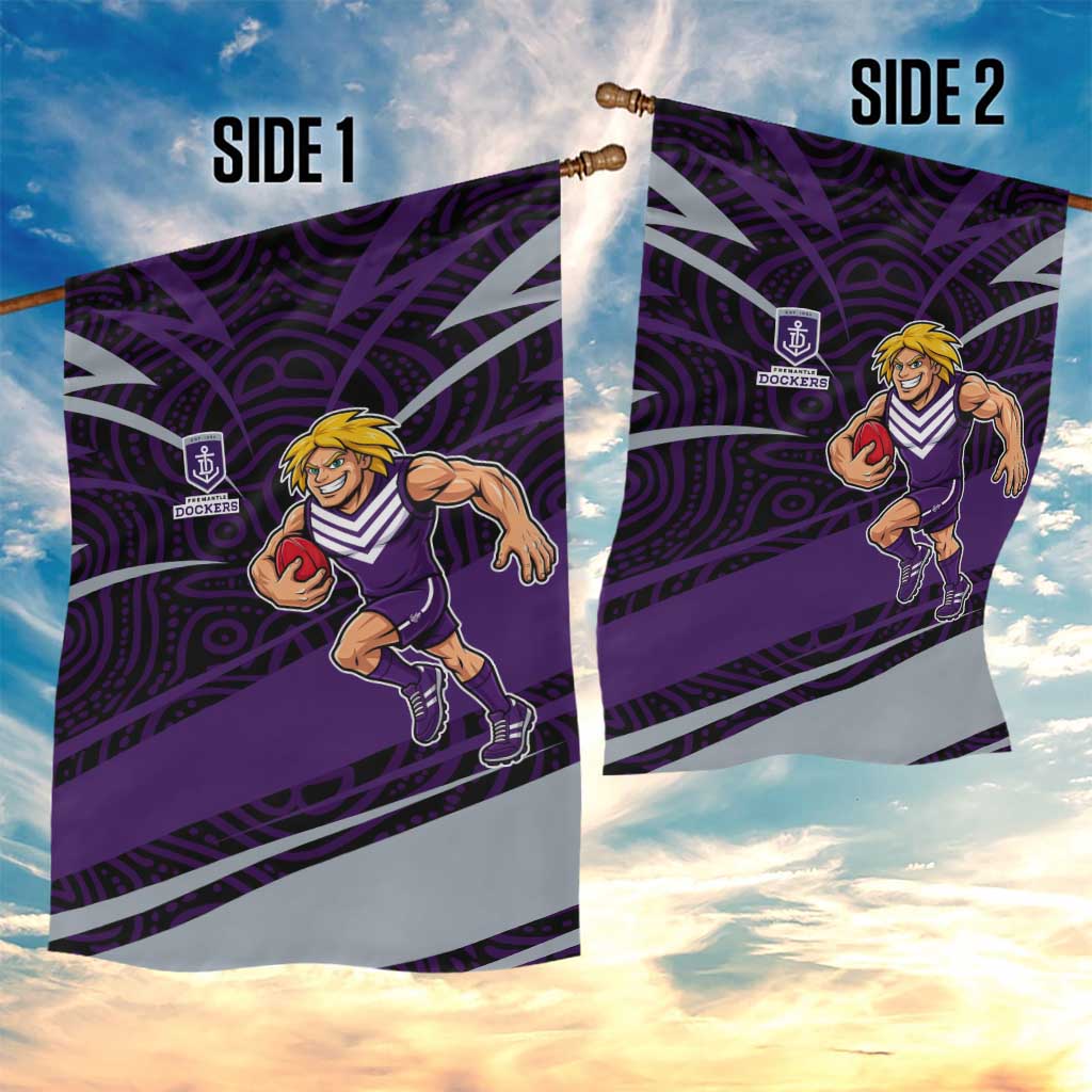 Fremantle Dockers Australian Football Garden Flag Athletic Hero Mascot With Indigenous Pattern Art