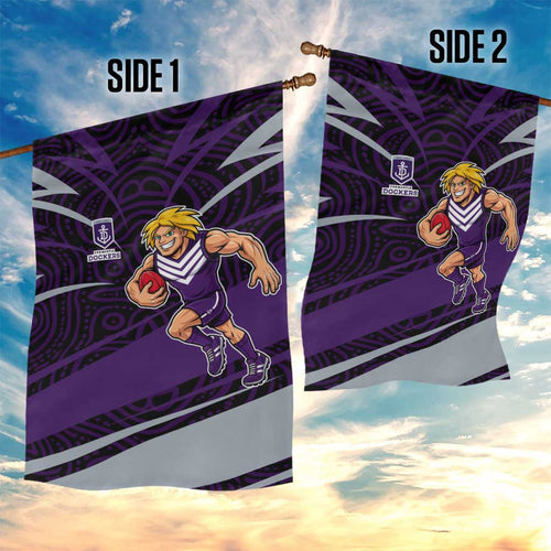 Fremantle Dockers Australian Football Garden Flag Athletic Hero Mascot With Indigenous Pattern Art