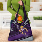 Fremantle Dockers Australian Football Grocery Bag Athletic Hero Mascot With Indigenous Pattern Art