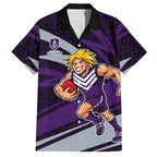 Fremantle Dockers Australian Football Hawaiian Shirt Athletic Hero Mascot With Indigenous Pattern Art