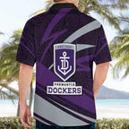 Fremantle Dockers Australian Football Hawaiian Shirt Athletic Hero Mascot With Indigenous Pattern Art