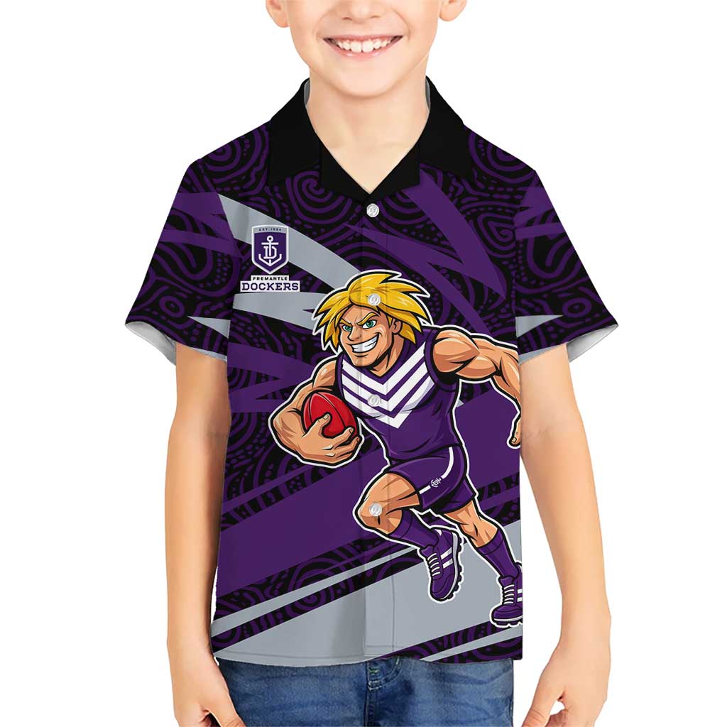 Fremantle Dockers Australian Football Hawaiian Shirt Athletic Hero Mascot With Indigenous Pattern Art