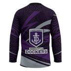 Fremantle Dockers Australian Football Hockey Jersey Athletic Hero Mascot With Indigenous Pattern Art