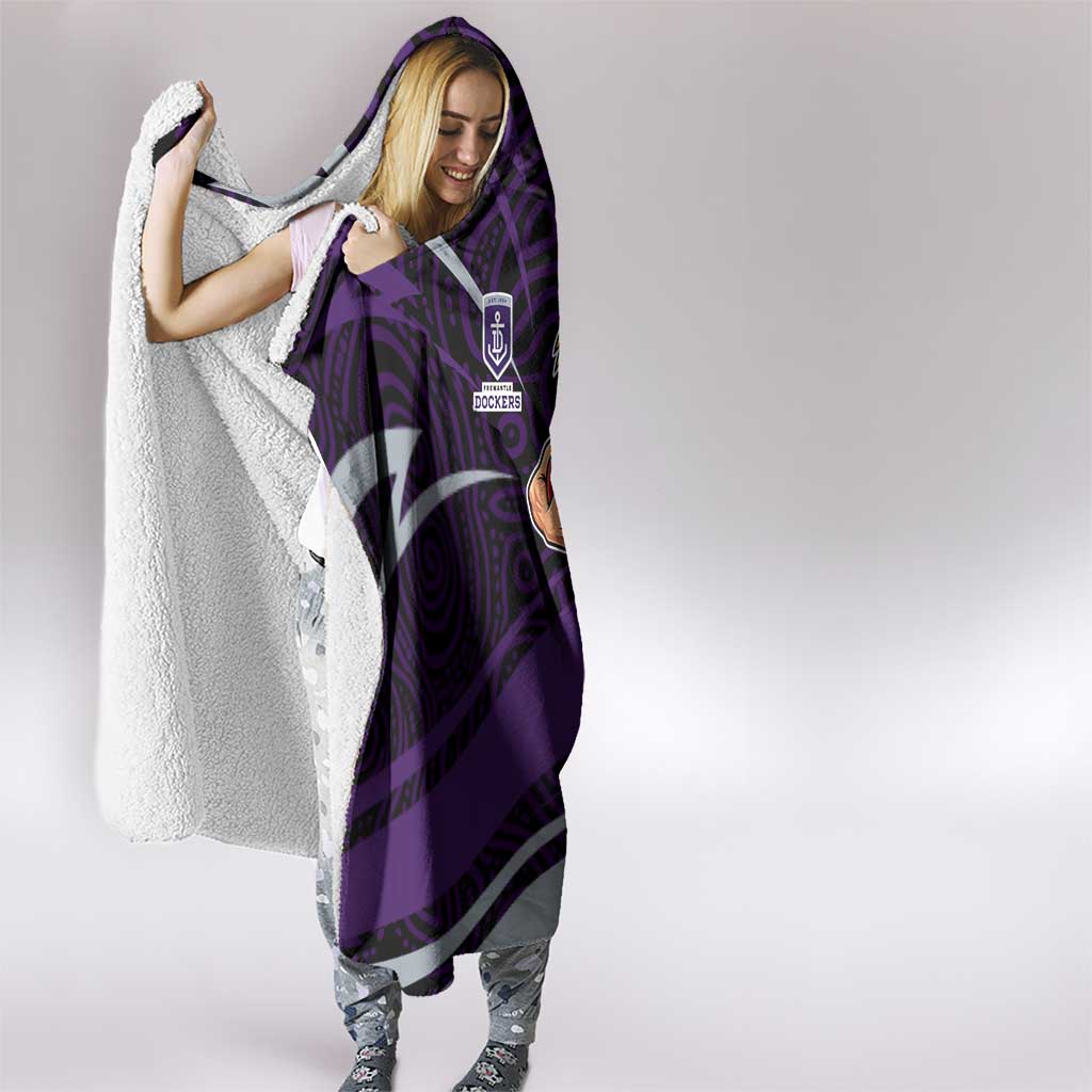 Fremantle Dockers Australian Football Hooded Blanket Athletic Hero Mascot With Indigenous Pattern Art