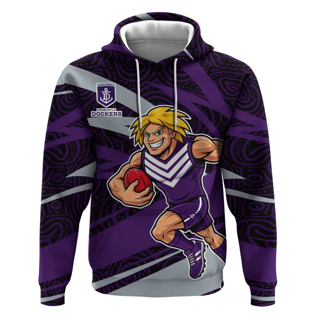 Fremantle Dockers Australian Football Hoodie Athletic Hero Mascot With Indigenous Pattern Art