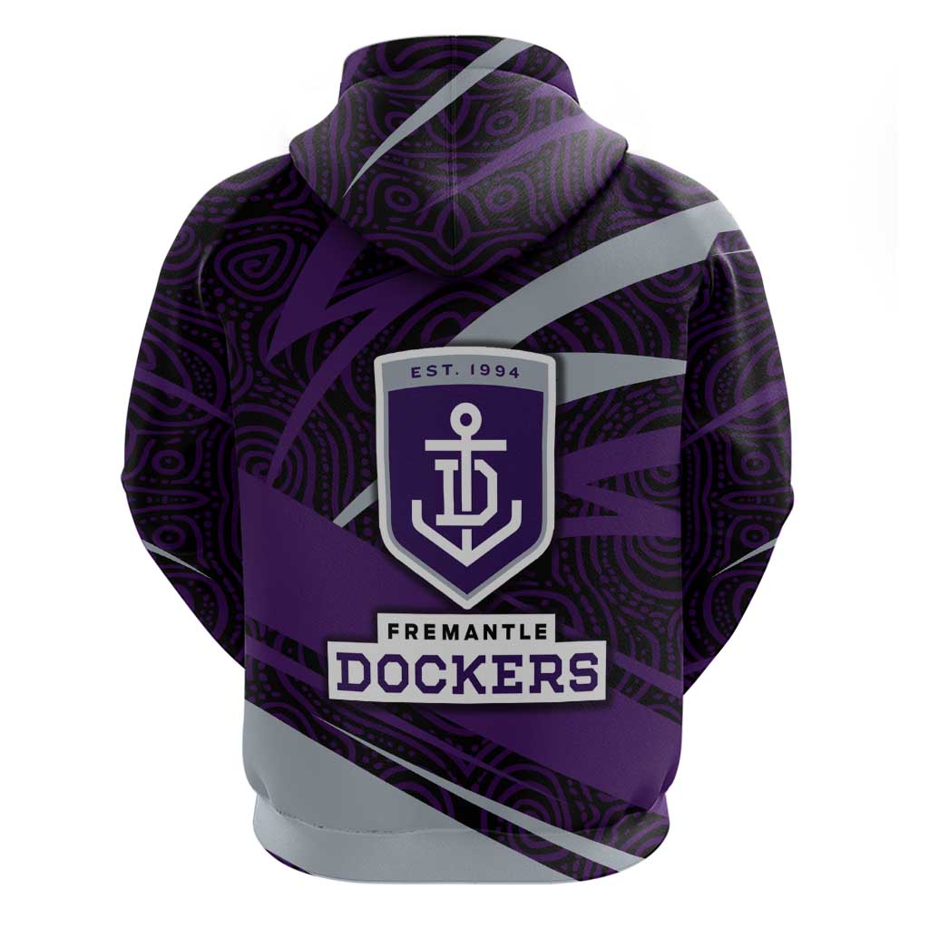 Fremantle Dockers Australian Football Hoodie Athletic Hero Mascot With Indigenous Pattern Art