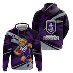 Fremantle Dockers Australian Football Hoodie Athletic Hero Mascot With Indigenous Pattern Art
