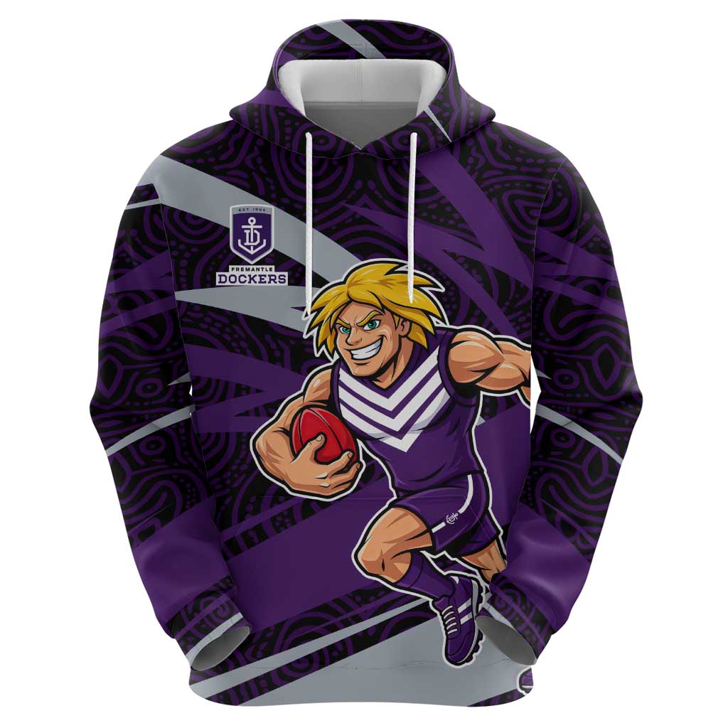 Fremantle Dockers Australian Football Hoodie Athletic Hero Mascot With Indigenous Pattern Art