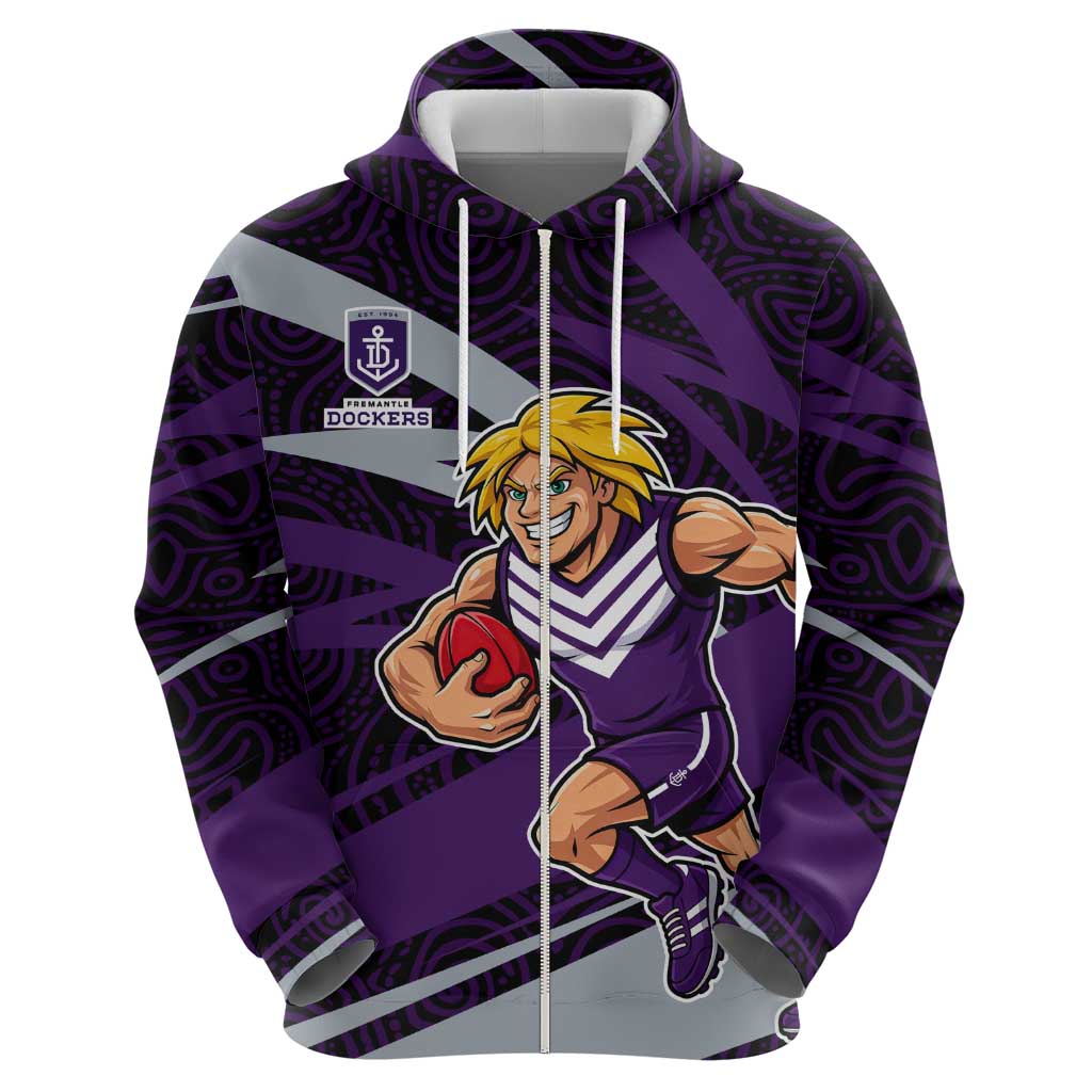 Fremantle Dockers Australian Football Hoodie Athletic Hero Mascot With Indigenous Pattern Art