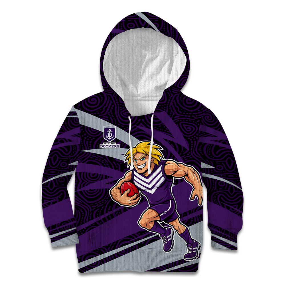 Fremantle Dockers Australian Football Kid Hoodie Athletic Hero Mascot With Indigenous Pattern Art