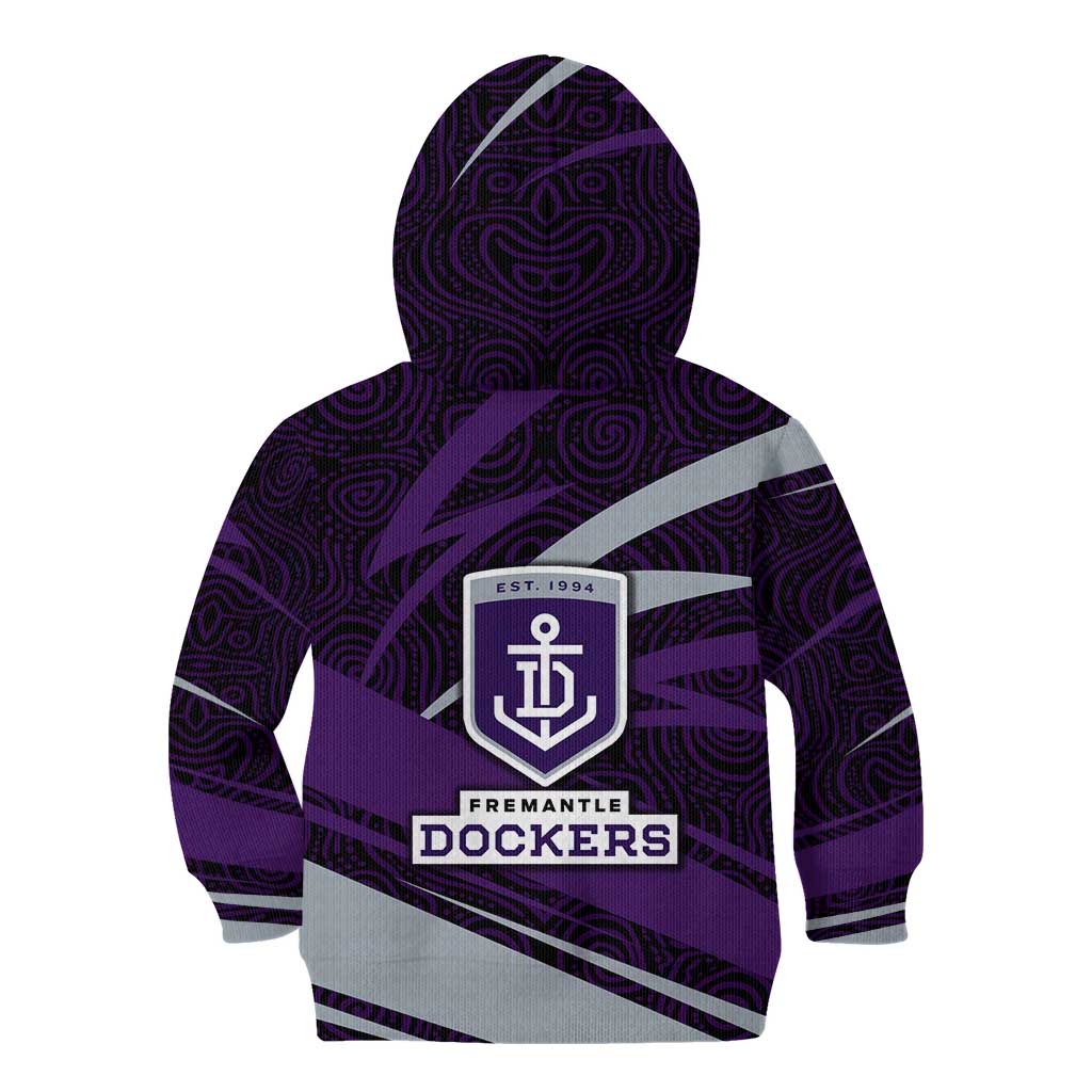 Fremantle Dockers Australian Football Kid Hoodie Athletic Hero Mascot With Indigenous Pattern Art