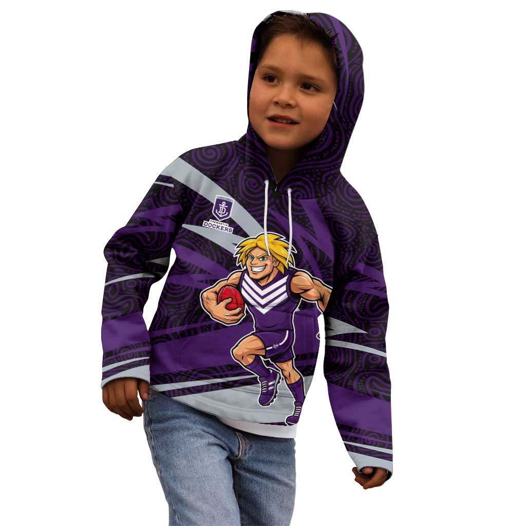 Fremantle Dockers Australian Football Kid Hoodie Athletic Hero Mascot With Indigenous Pattern Art