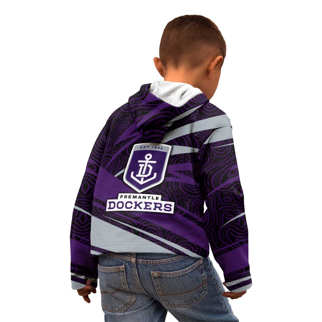 Fremantle Dockers Australian Football Kid Hoodie Athletic Hero Mascot With Indigenous Pattern Art