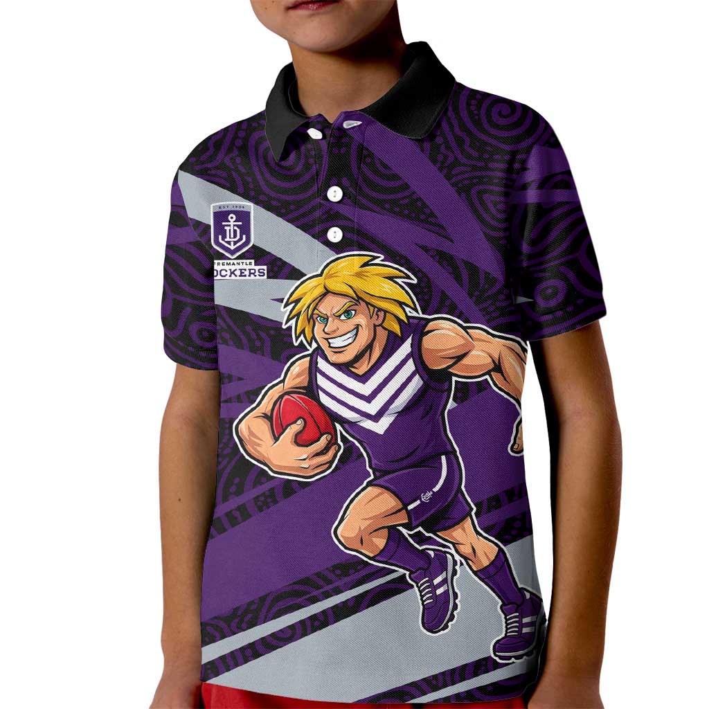 Fremantle Dockers Australian Football Kid Polo Shirt Athletic Hero Mascot With Indigenous Pattern Art