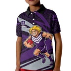 Fremantle Dockers Australian Football Kid Polo Shirt Athletic Hero Mascot With Indigenous Pattern Art