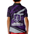 Fremantle Dockers Australian Football Kid Polo Shirt Athletic Hero Mascot With Indigenous Pattern Art