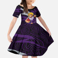 Fremantle Dockers Australian Football Kid Short Sleeve Dress Athletic Hero Mascot With Indigenous Pattern Art