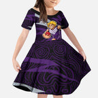 Fremantle Dockers Australian Football Kid Short Sleeve Dress Athletic Hero Mascot With Indigenous Pattern Art