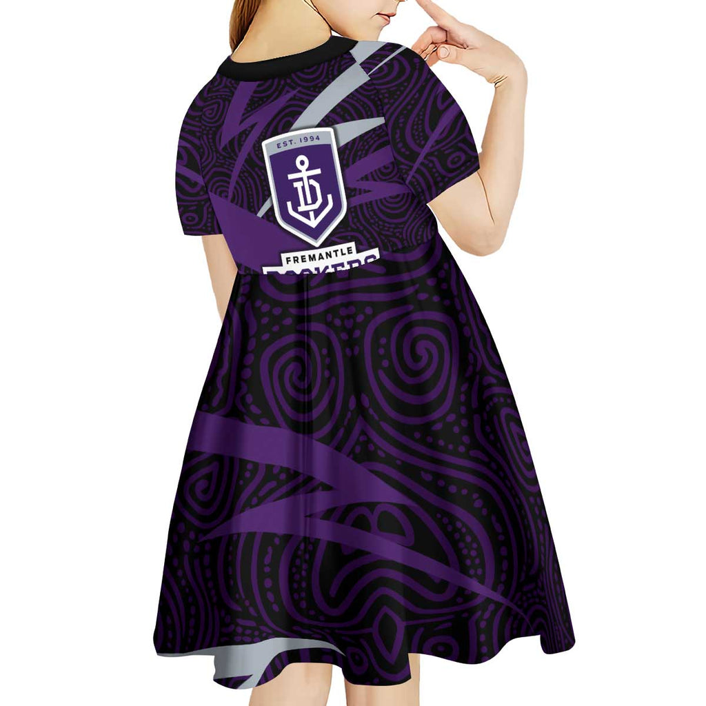 Fremantle Dockers Australian Football Kid Short Sleeve Dress Athletic Hero Mascot With Indigenous Pattern Art